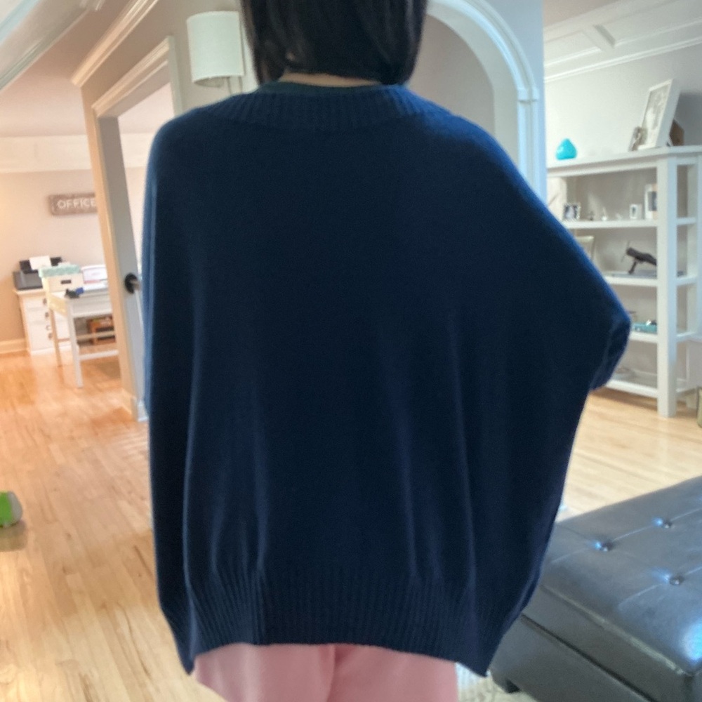 Ann Taylor Navy Poncho Sweater. Size XS / S. EUC - Picture 3 of 5